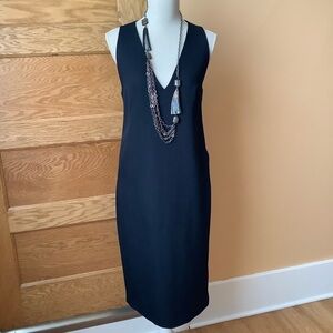 ARITZIA BABATON Black Crepe Deep V-Neck Dress Size 4
